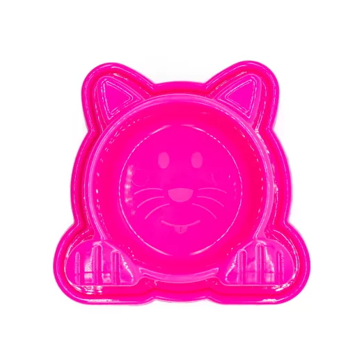 COMEDOURO CARA GATO ROSA
