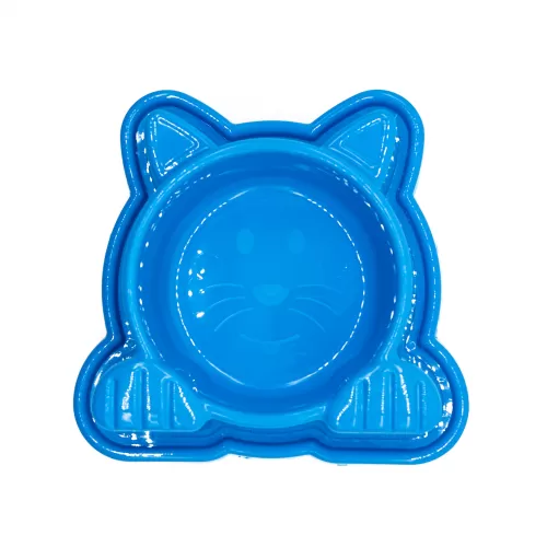 COMEDOURO CARA GATO AZUL