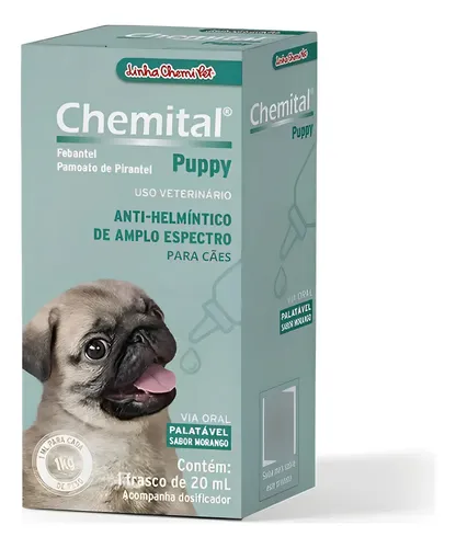 Chemitec Chemital Puppy Vermífugo Líquido Cachorro Filhote 20ml