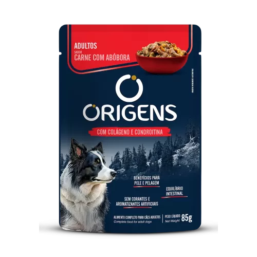 Ração Umida Origens Sache Para Cães Adultos Sabor Carne Com Abóbora - 85 Gr