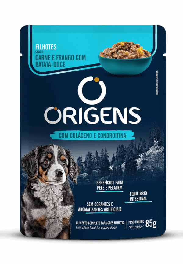 Origens Premium Especial Cães Filhotes Sabor Carne e Frango com Batata-doce