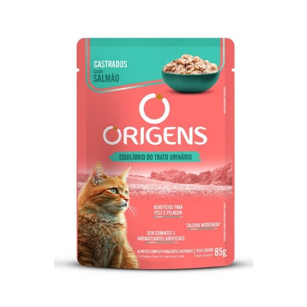 Sachê Origens para Gatos Castrados Sabor Salmão 85 G