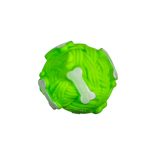 Bola com Osso Vinil Verde 7,5cm – Petworks
