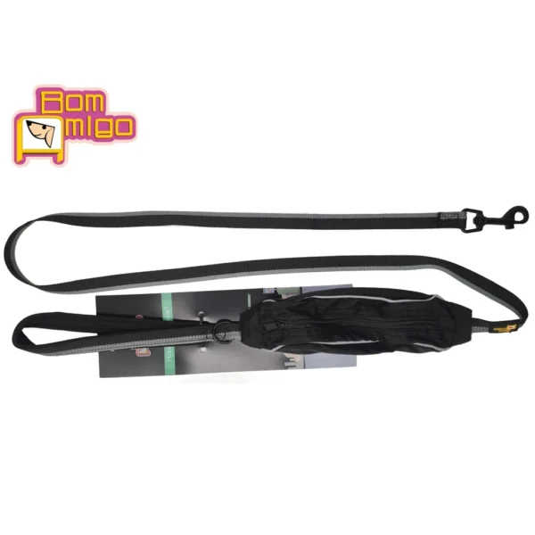 Guia de Passeio com Bolso a Zíper para Cachorros e Pets - Bom Amigo
