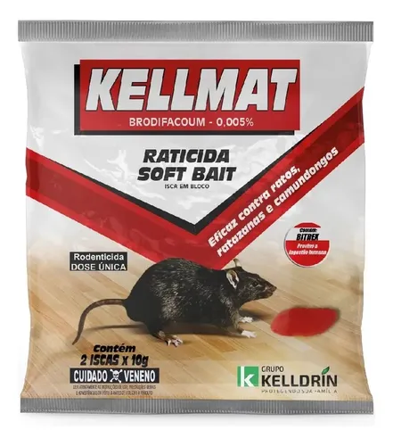 Raticida Kellmat Soft Bait Kelldrin 2 Iscas De 10g