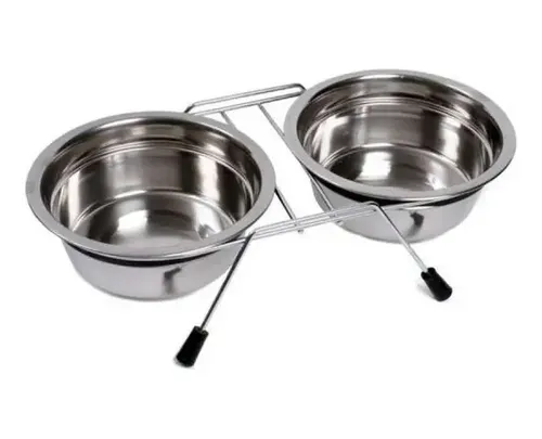 Comedouro Duplo Inox Suspenso Medio 800 Ml