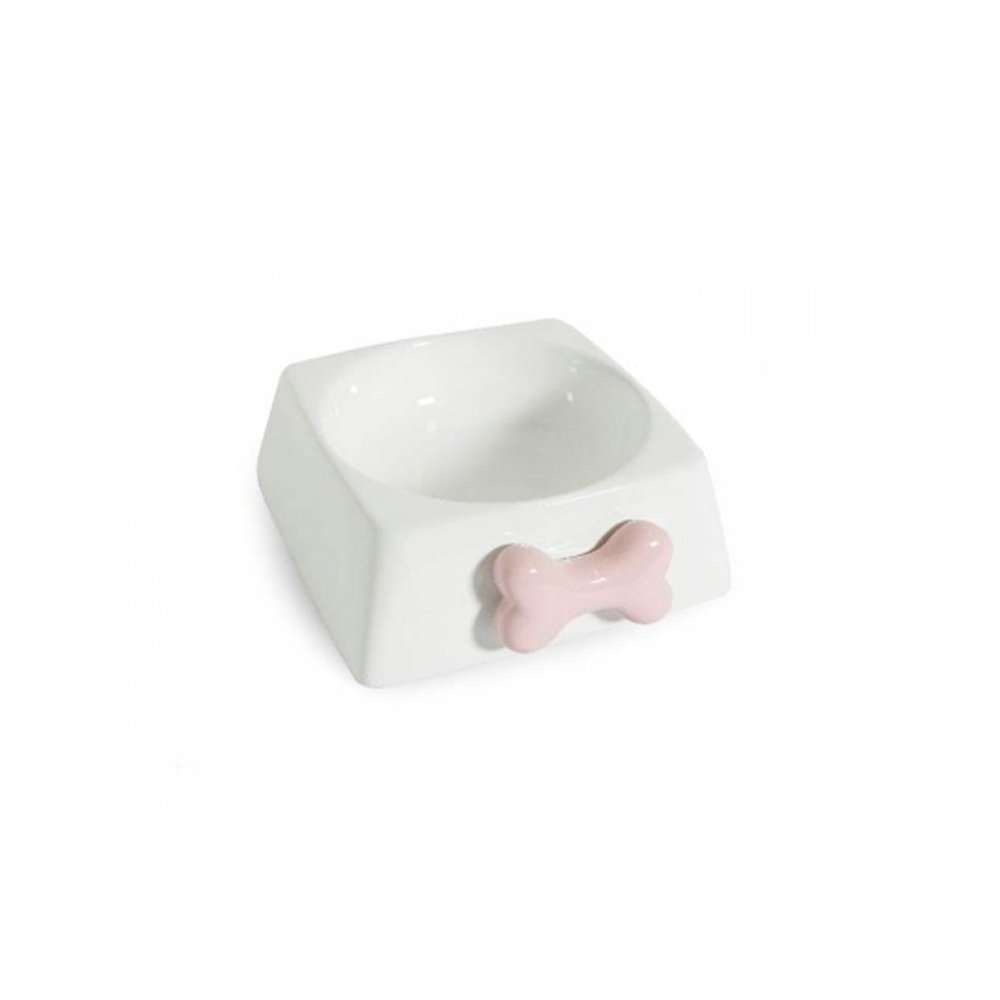 Comedouro Porcelana Cão Rosa