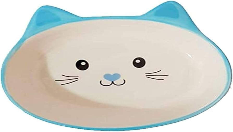 The Pets - Comedouro Porcelana Face Cat Azul Raso 200 Ml