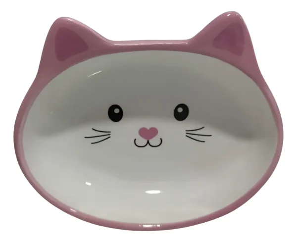 Comedouro Porcelana Face Cat Rosa 220ml