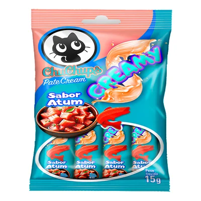 Petisco Chupchups Pate Cream Creamy Sabor Atum Para Gatos