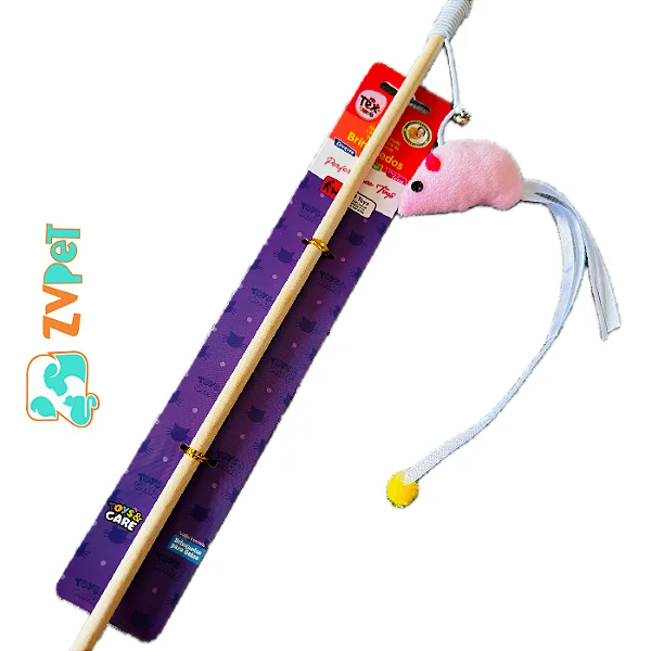 Brinquedo Vara Rato C/ Pelúcia  Para Gatos 40cm