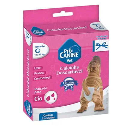 Calcinha Descartável PróCanine G Para Cães com 3 und - PRO CANINE