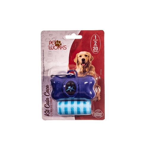 Kit Cata Caca 2 Rolos e 1 Porta Saco Azul – Petworks