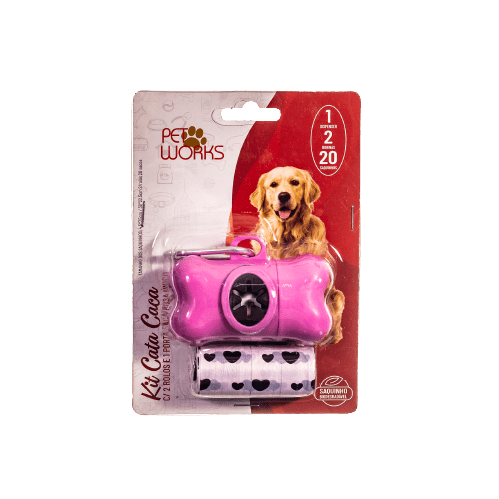 Kit Cata Caca 2 Rolos e 1 Porta Saco Rosa – Petworks
