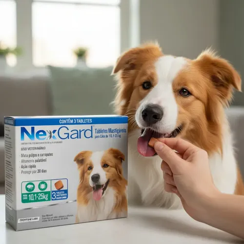 Com Nexgard 10 A 25kg 3 Tabletes Antipulgas Carrapatos