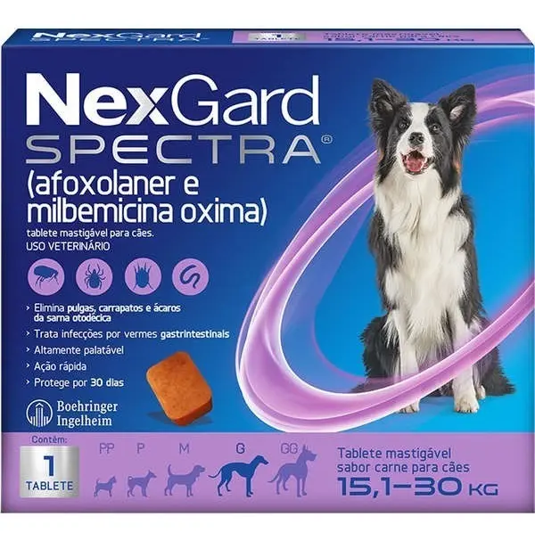 Antipulgas e Carrapatos NexGard Spectra para Cães de 15,1 a 30 Kg