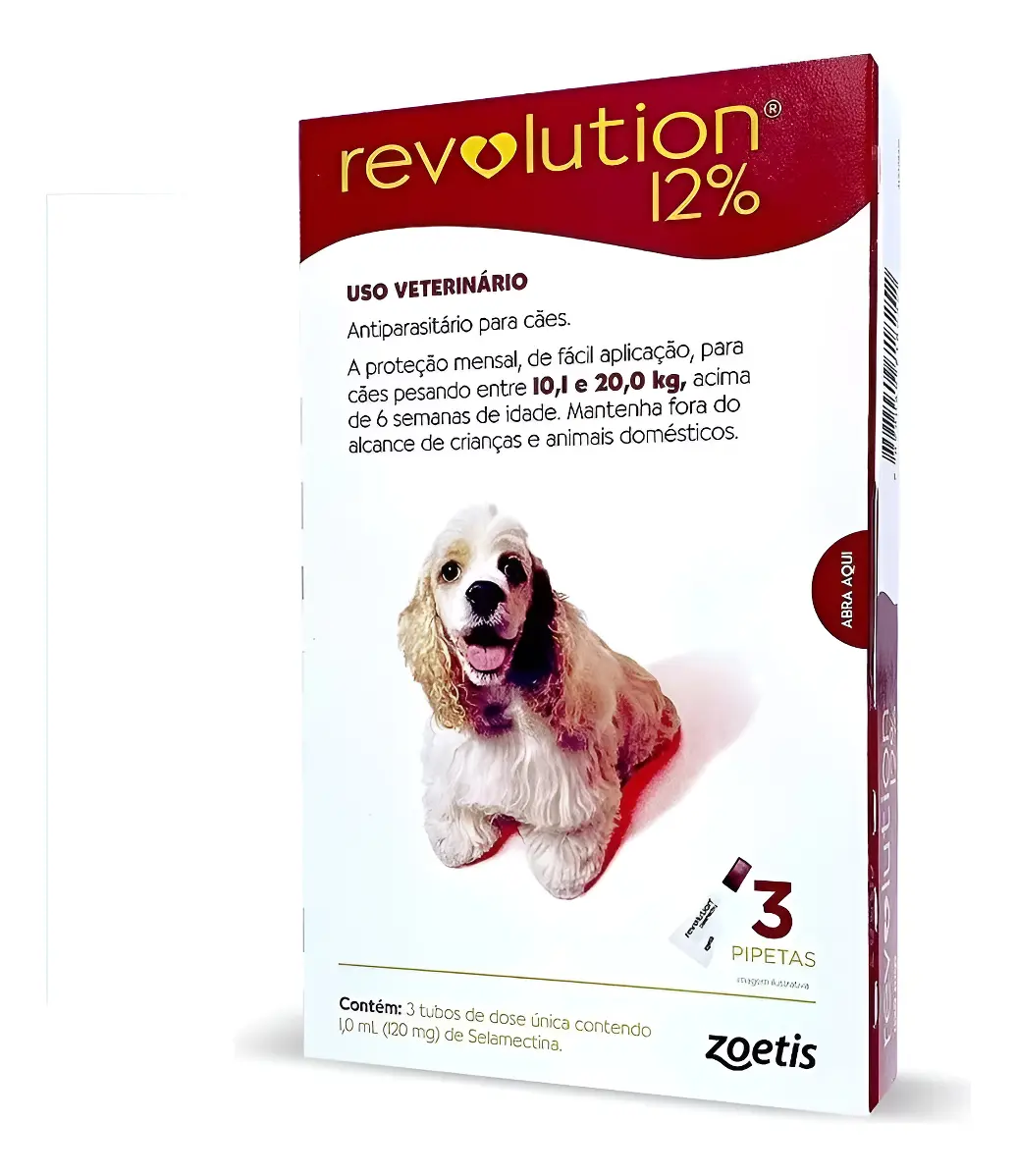 Antipulgas Revolution ,Cães 120mg 10,1 A 20kg