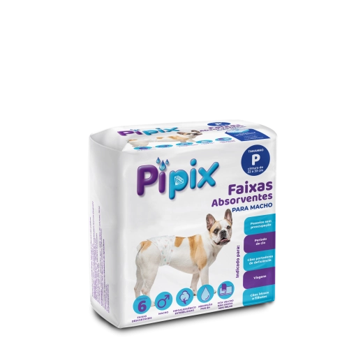 Fralda Higiênica Descartável Pipix Macho 6 Unidades - Tam P Cintura 22 Cm Até 33 Cm