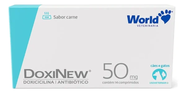 Antibiótico Doxinew 50mg Para Cães E Gatos 14 Comprimidos