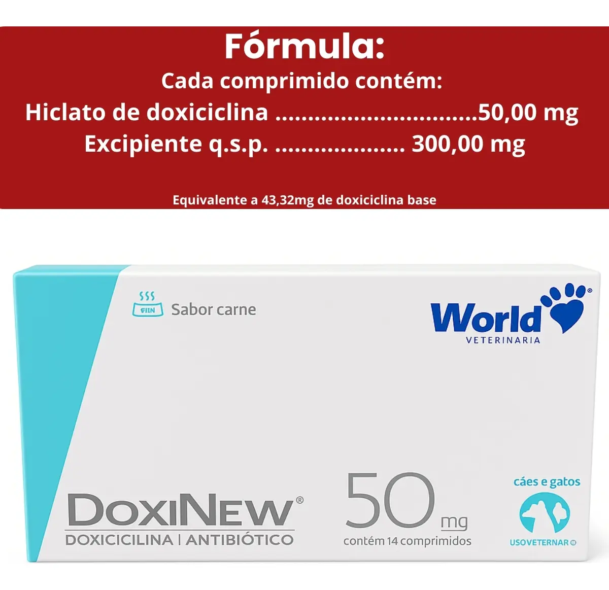 Antibiótico Doxinew 50mg Para Cães E Gatos 14 Comprimidos - Imagem 4