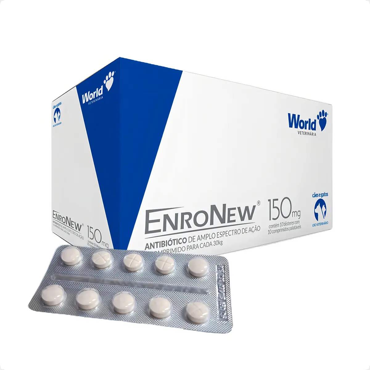 EnroNew World Para Cães e Gatos, 150mg - Blíster Com 10 Comprimidos