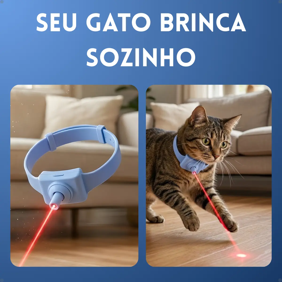 Coleira P/ Gatos Anti Stress Smart Lazer Azul Menos Estresse - Imagem 3