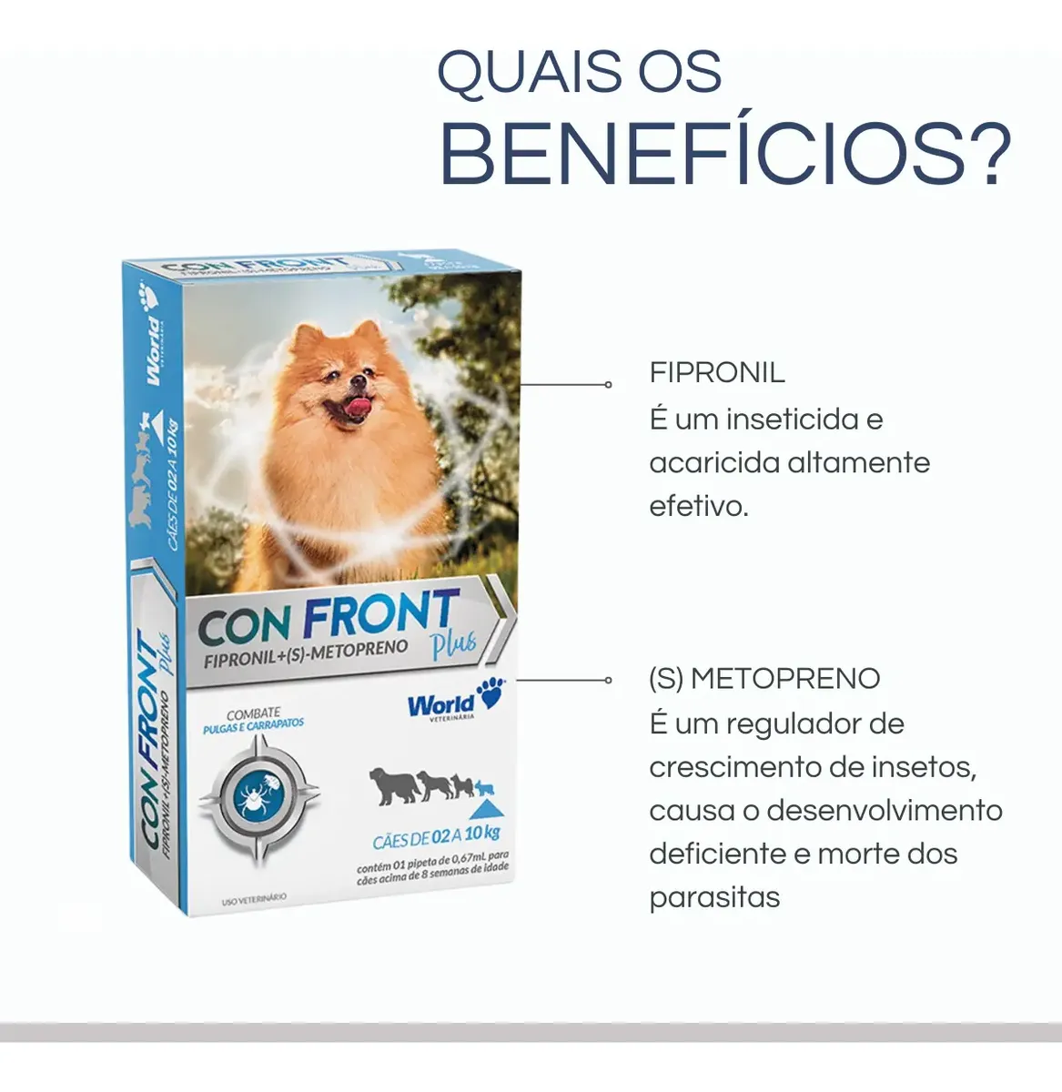 Confront Plus Para Cães Até 10kg World 1 Pipeta 0,67ml - Imagem 2