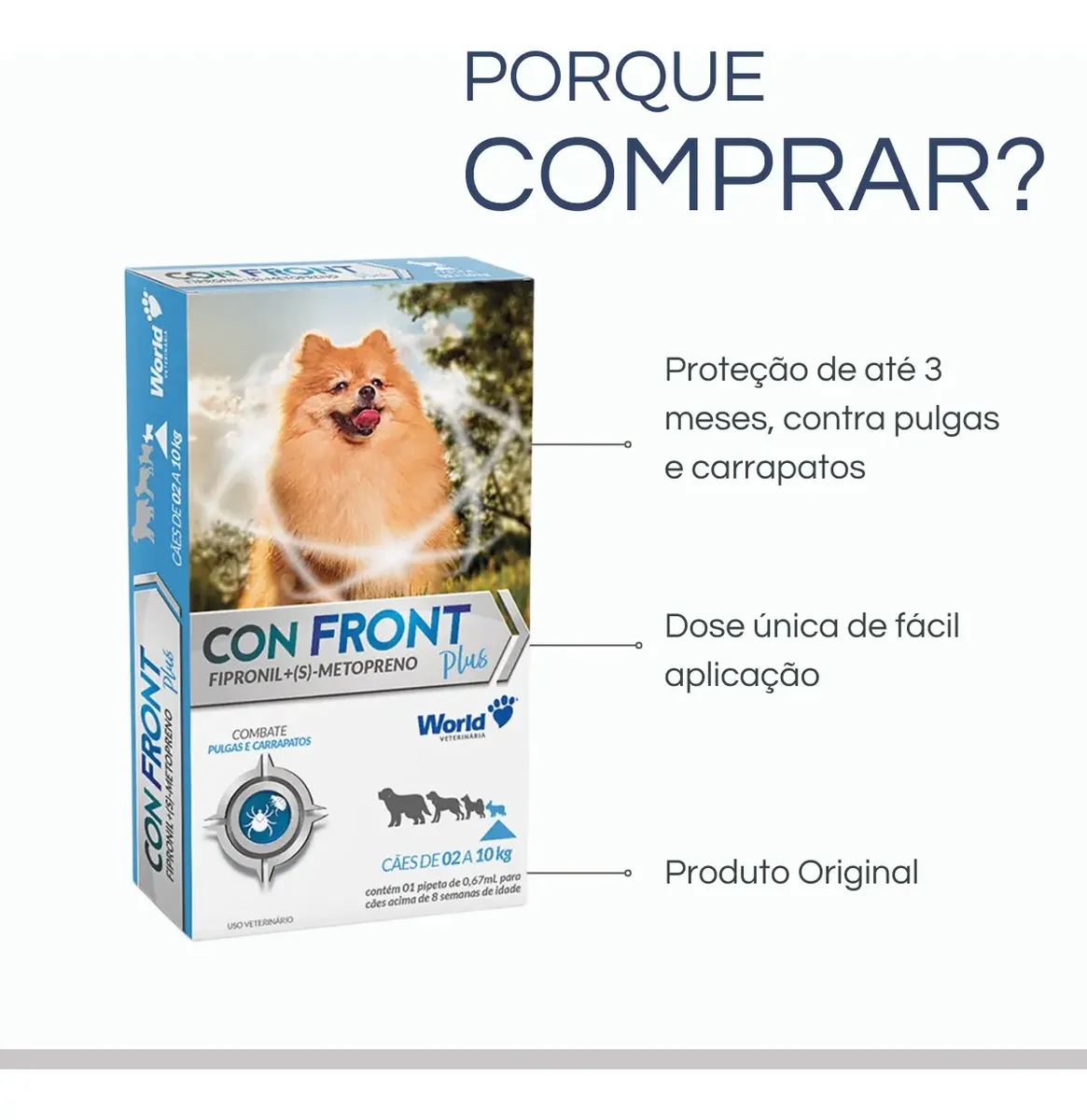 Confront Plus Para Cães Até 10kg World 1 Pipeta 0,67ml - Imagem 3