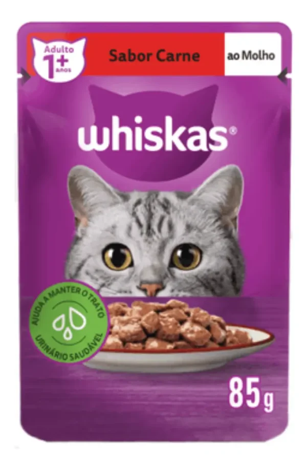 Whiskas Pack Ração Úmida Para Gatos Carne Ao Molho 85gr