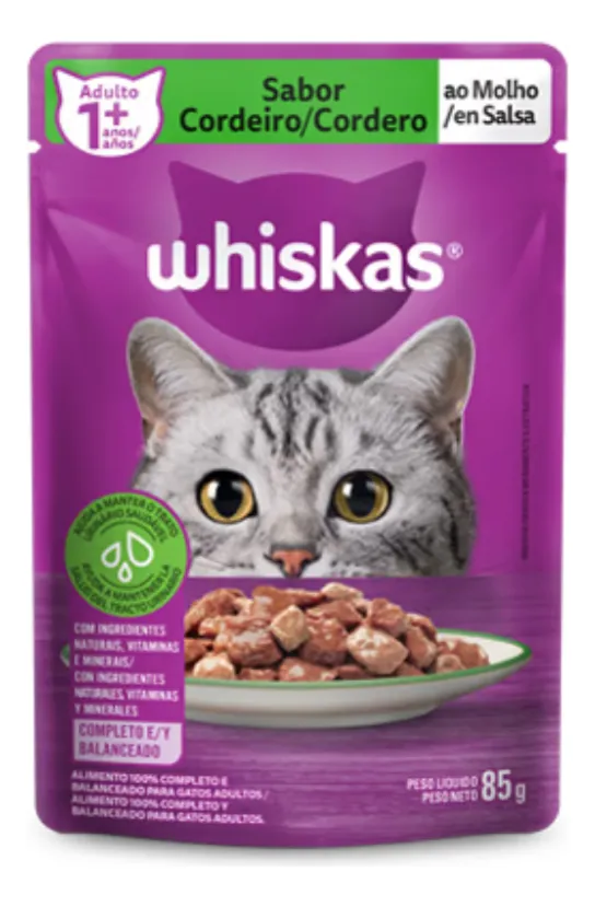 Sachês Whiskas Gatos Adultos Cordeiro Ao Molho 85gr