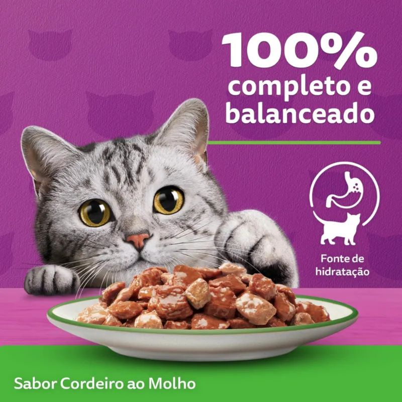 Sachês Whiskas Gatos Adultos Cordeiro Ao Molho 85gr - Imagem 2