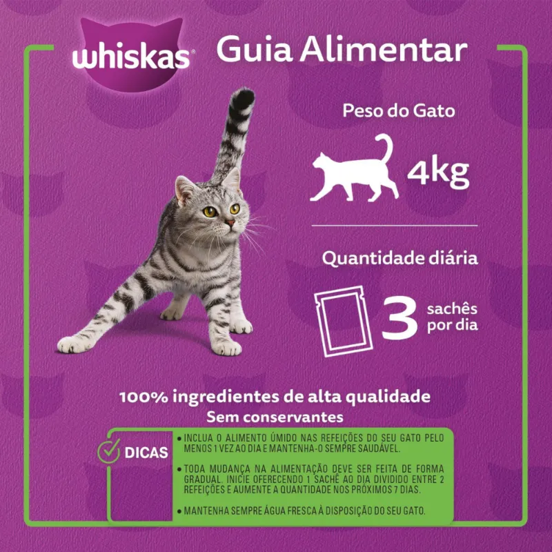 Sachês Whiskas Gatos Adultos Cordeiro Ao Molho 85gr - Imagem 3