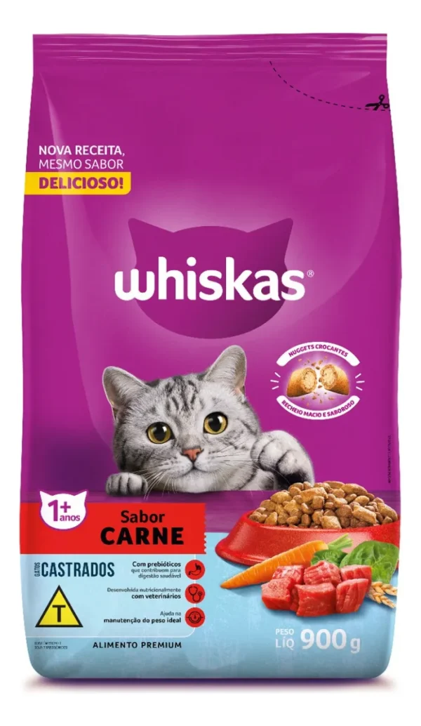 Whiskas Seca Gato Adulto Castrado Carne 900g