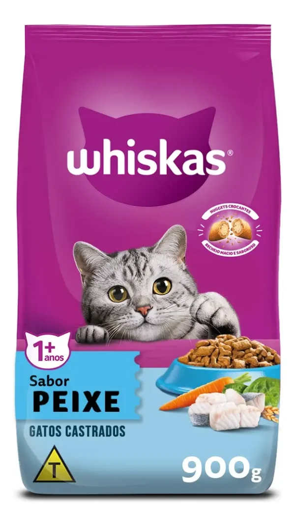 Ração Whiskas Para Gatos Castrados Adultos Sabor Peixe 900g