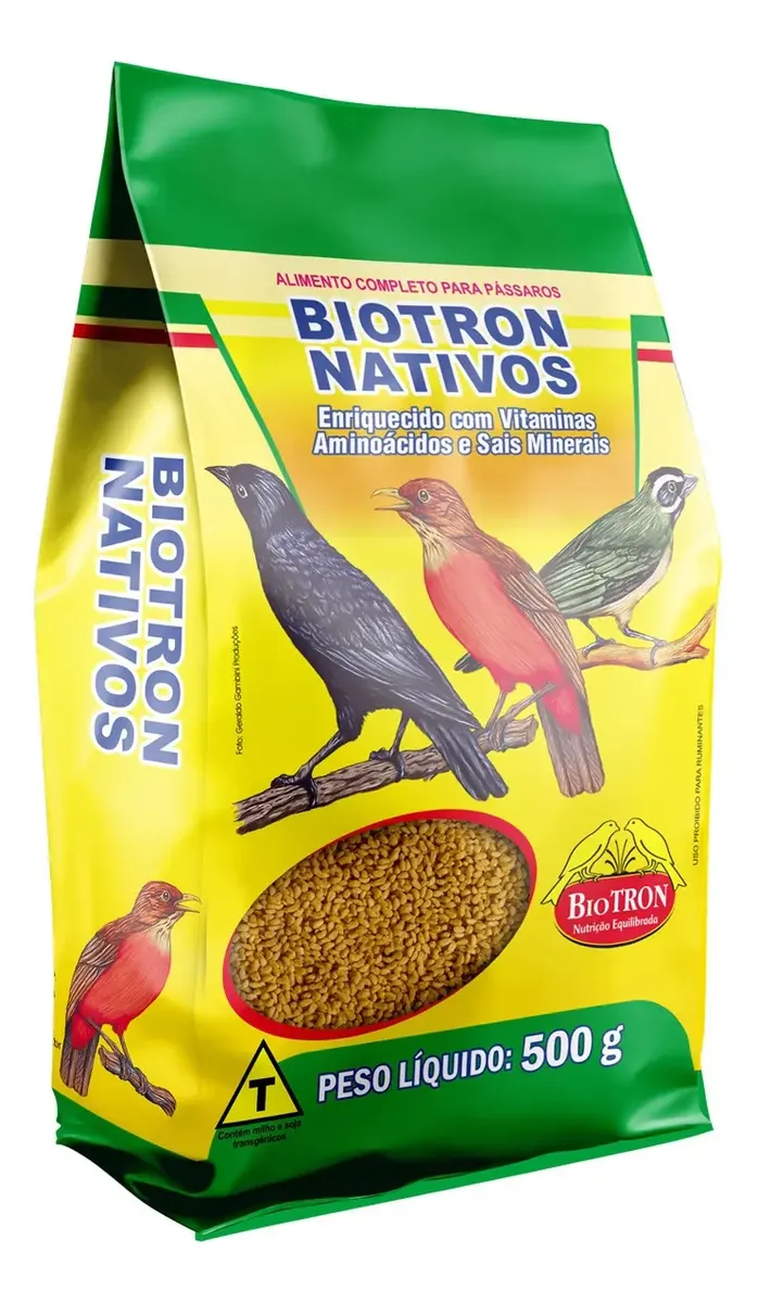 Biotron Nativos 500g Ração Extrusada Sabor Banana Pássaros