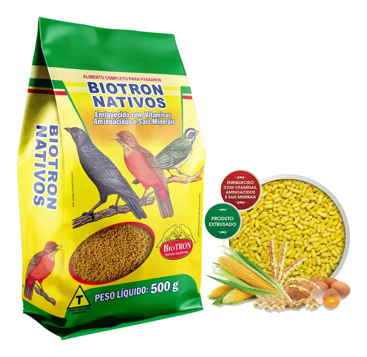 Biotron Nativos 500g Ração Extrusada Sabor Banana Pássaros - Imagem 2
