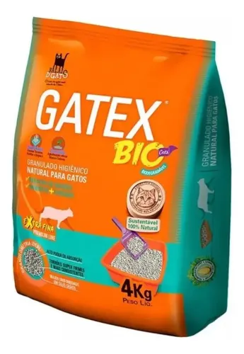 Areia Para Gatos Grãos Extra Finos 4kg Biodegradável Gatex