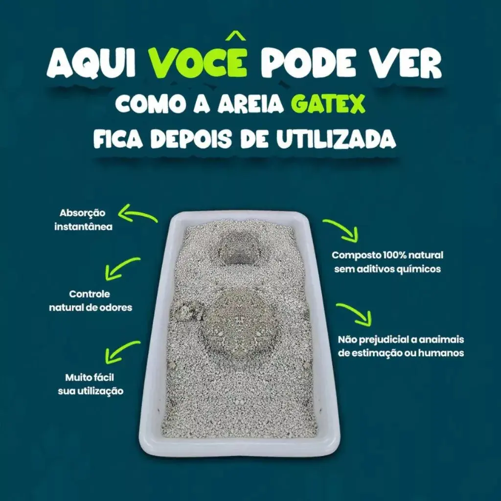 Areia Para Gatos Grãos Extra Finos 4kg Biodegradável Gatex - Imagem 2